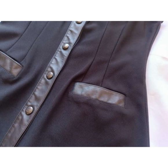 Bisou Bisou 90s Y2K Mod Faux Leather Top Sleeveless Snap Button High Neck Small - Picture 4 of 10